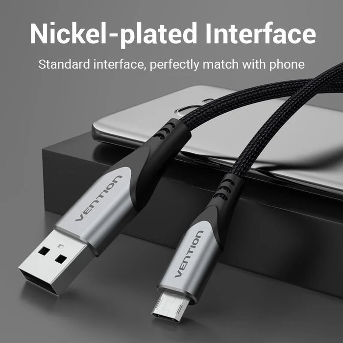Vention Cable USB 2.0 COCHD USB-A a Micro-USB de 50cm Negro Vention Cable USB 2.0 COCHD USB-A a Micro-USB de 50cm Negro